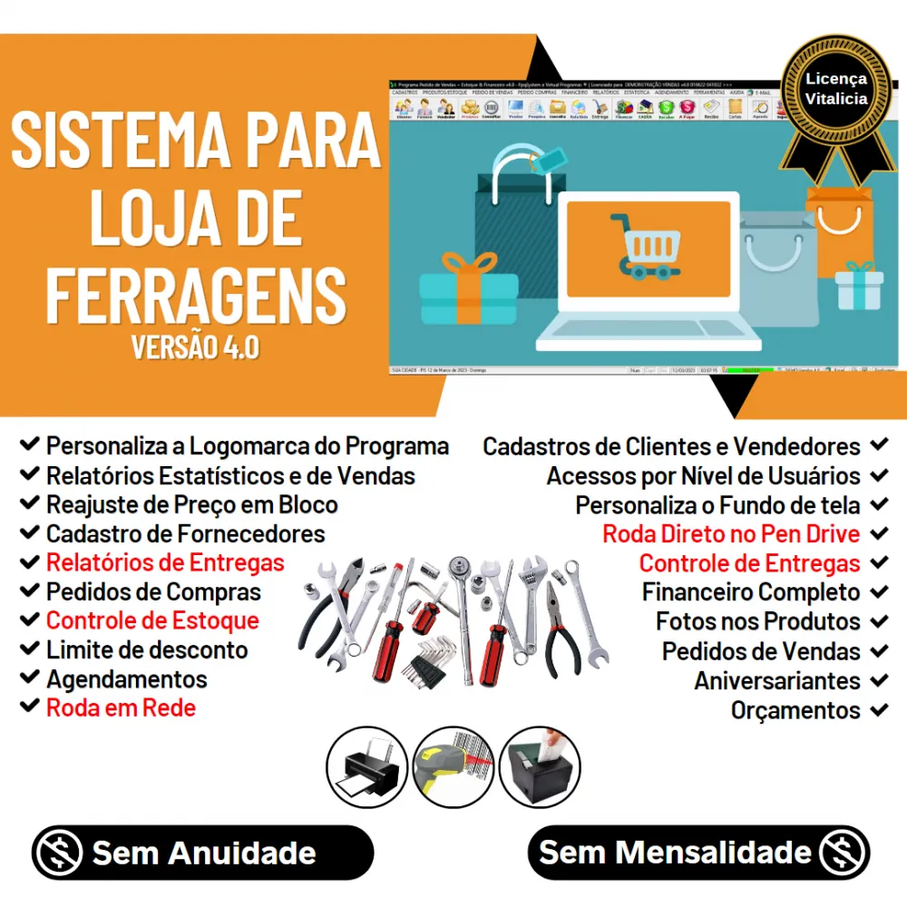 Sistema Para Ferragens Com Vendas + Estoque Financeiro V4.0