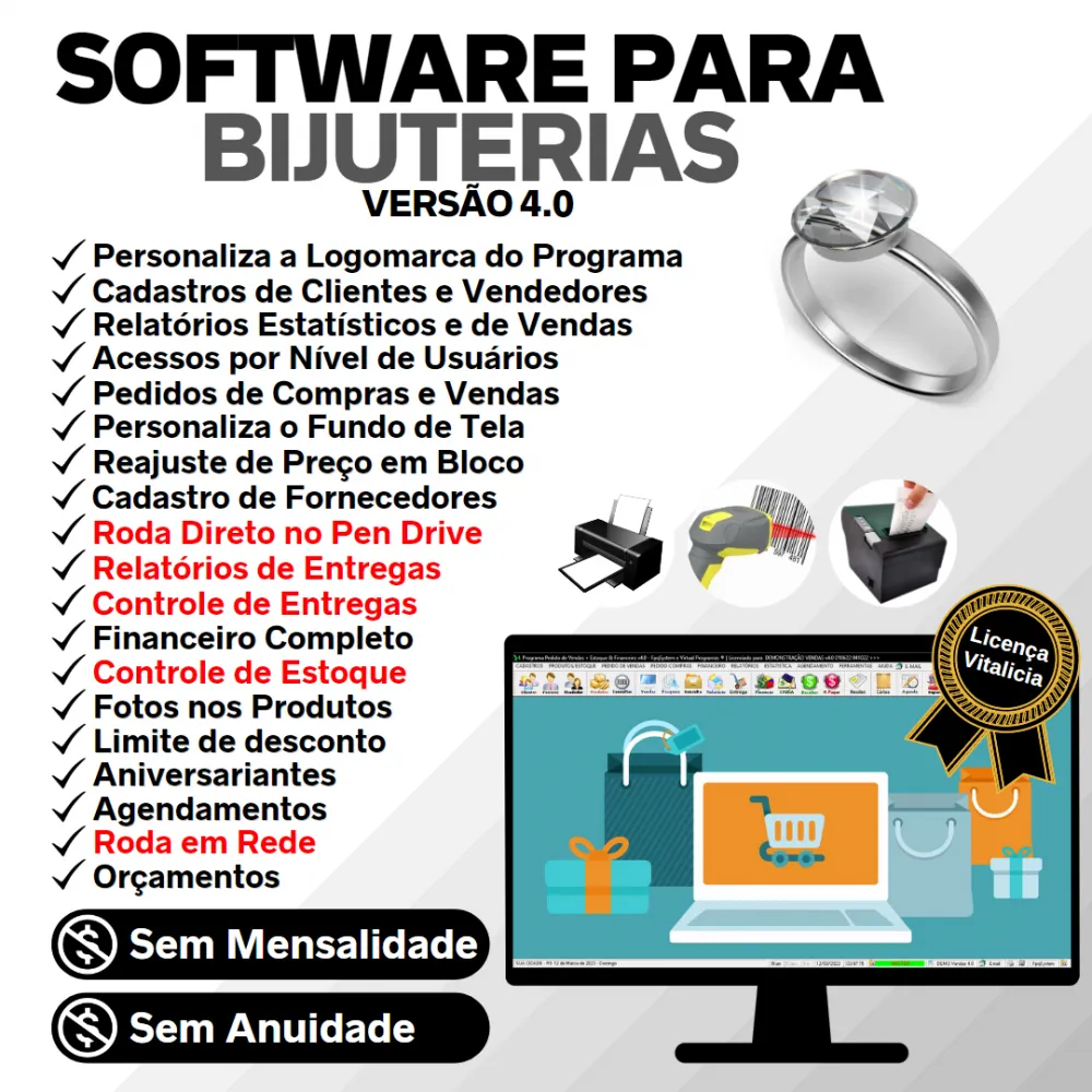 Software Bijuterias Com Vendas + Estoque E Financeiro V4.0