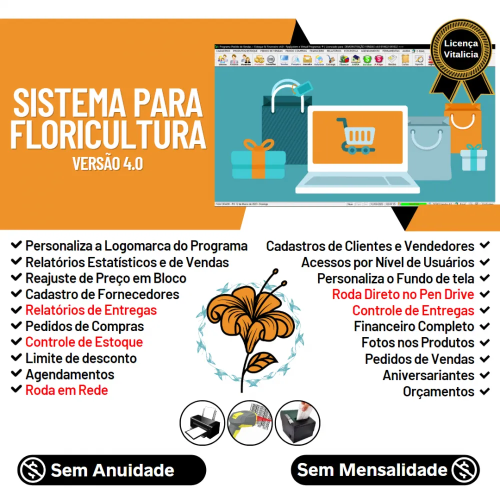 Sistema Para Floricultura + Vendas + Estoque Financeiro 4.0