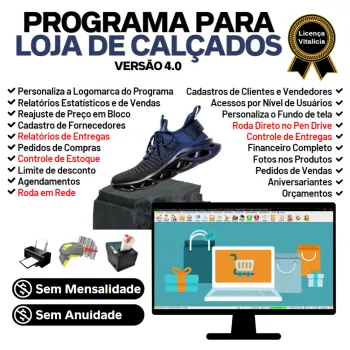 Programa Para Loja De Calçados Com Estoque Financeiro V4.0