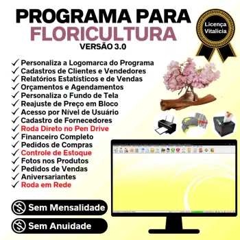 Programa Para Floricultura Com Estoque E Financeiro 3.0 Plus