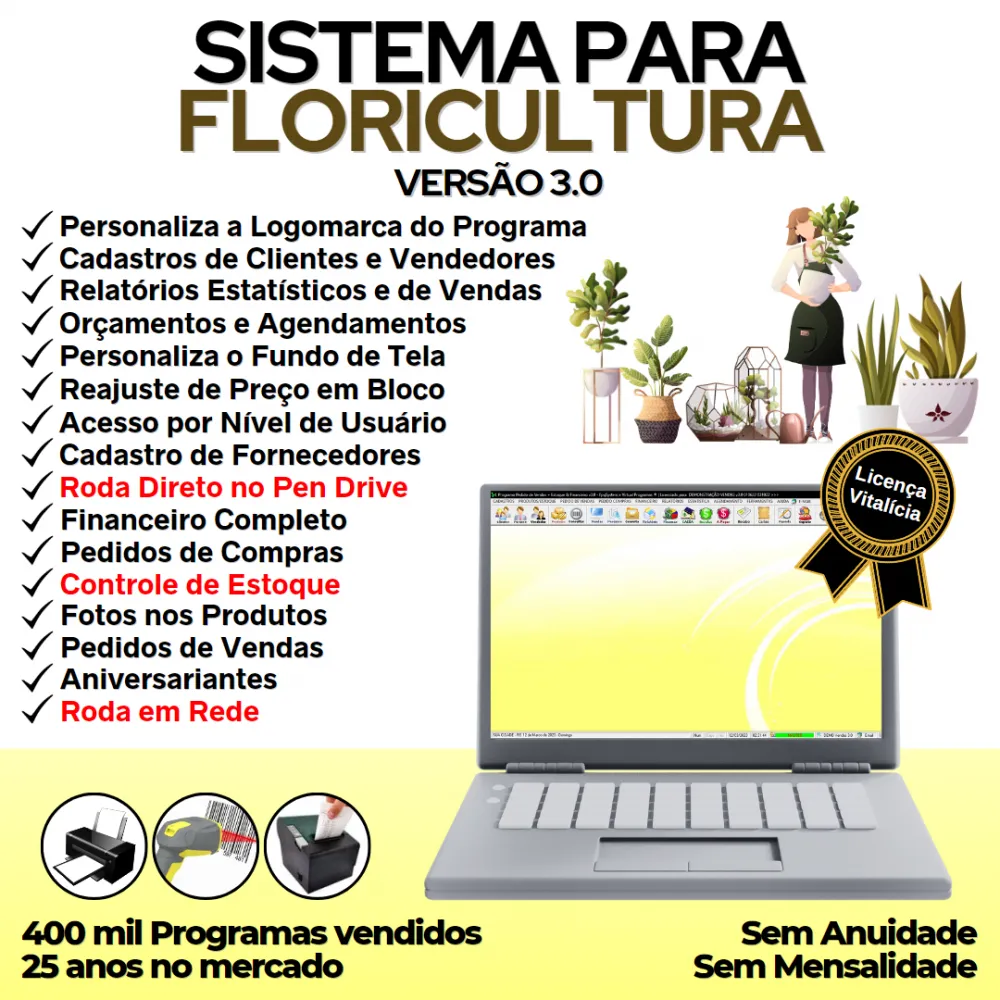 Sistema Para Floricultura Com Estoque E Financeiro 3.0 Plus