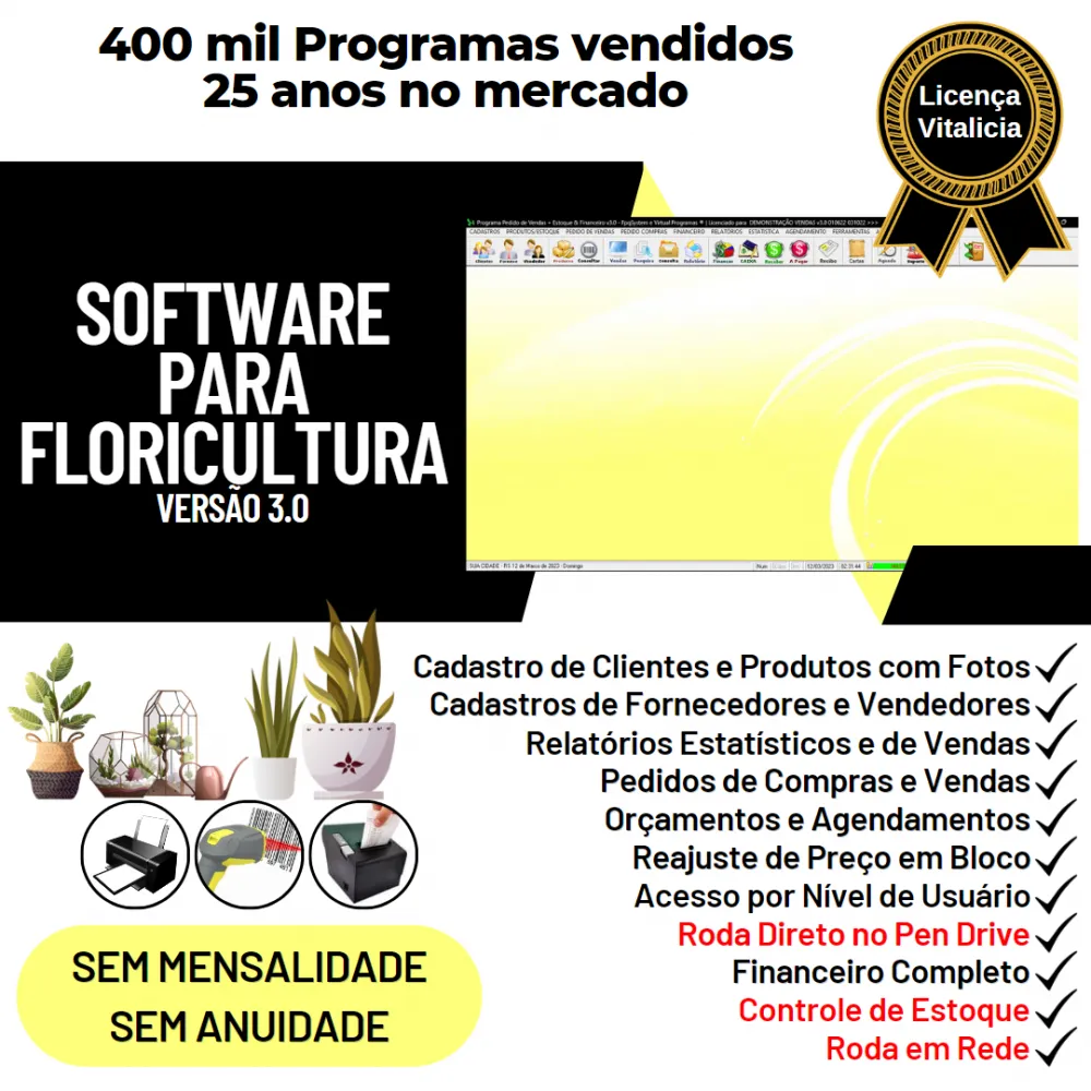 Software Para Floricultura Com Estoque E Financeiro 3.0 Plus