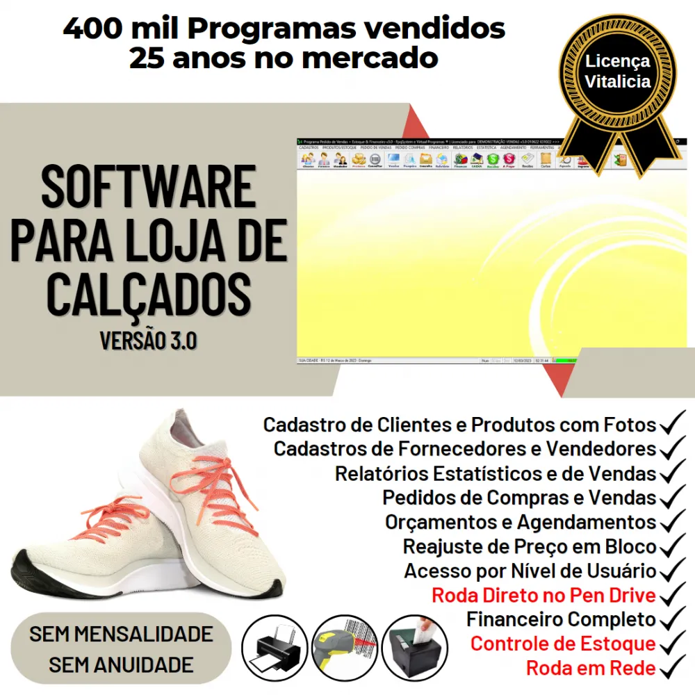 Software Para Loja De Calçados Com Estoque E Financeiro V3.0
