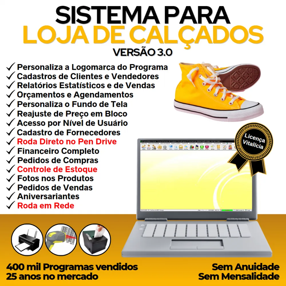 Sistema Para Loja De Calçados Com Estoque E Financeiro V3.0