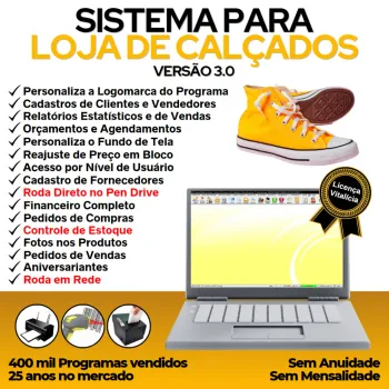 Sistema Para Loja De Calçados Com Estoque E Financeiro V3.0