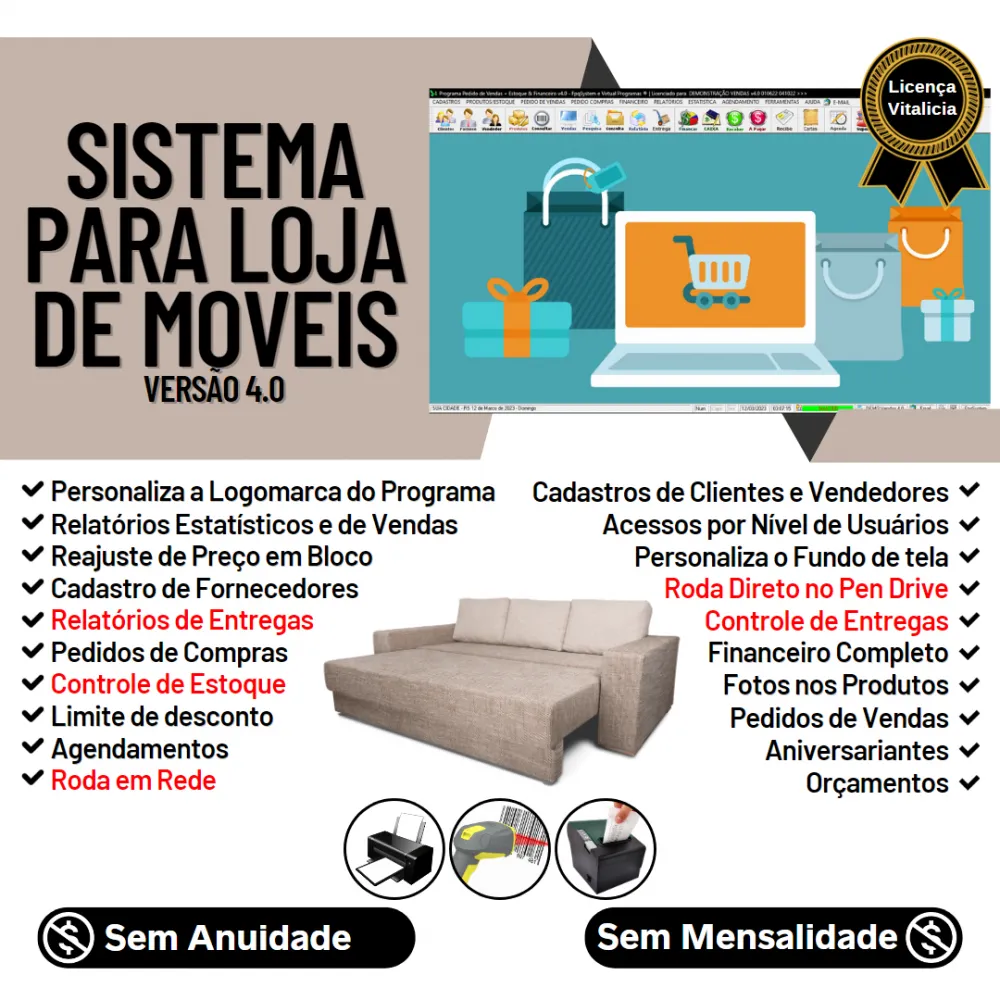 Sistema Para Loja De Moveis Cliente Estoque Financeiro V4.0