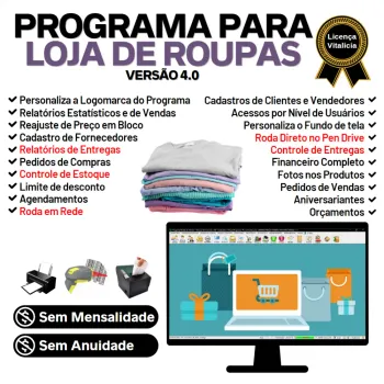 Programa Para Loja De Roupas Cliente Estoque Financeiro V4.0