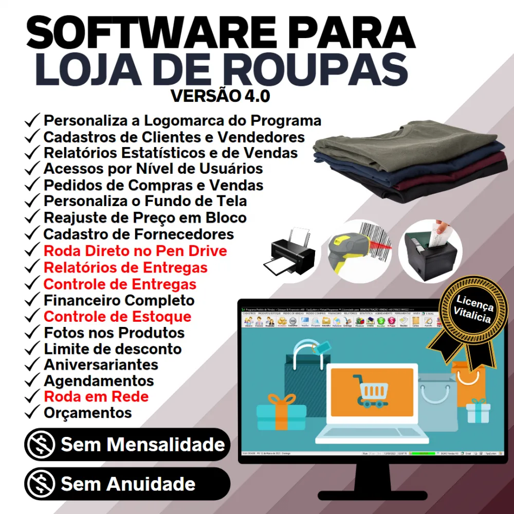 Software Para Loja De Roupas Cliente Estoque Financeiro V4.0 Imagem