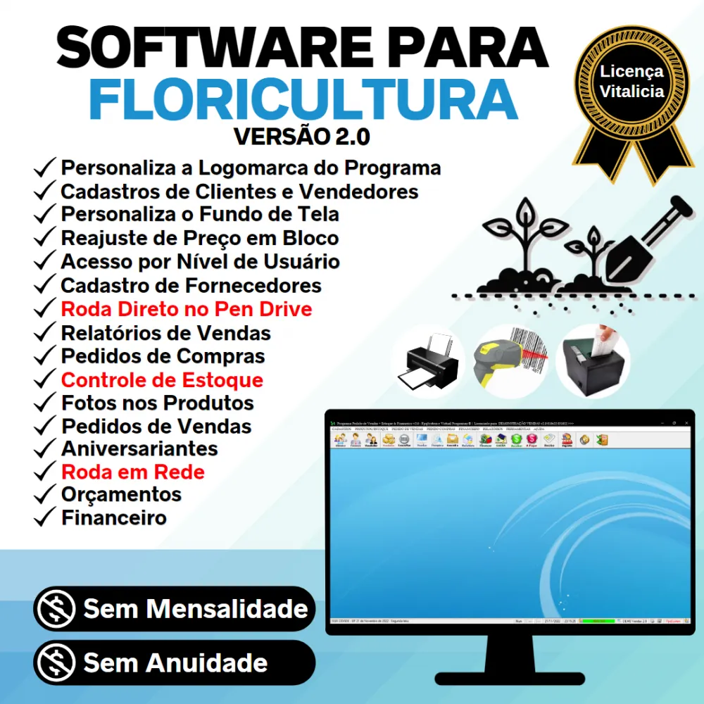 Software Para Floricultura + Estoque + Vendas Financeiro 2.0