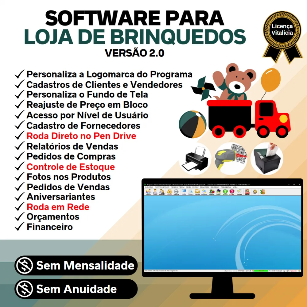 Software para Loja De Brinquedos Venda Estoque Financeiro V2.0 Imagem