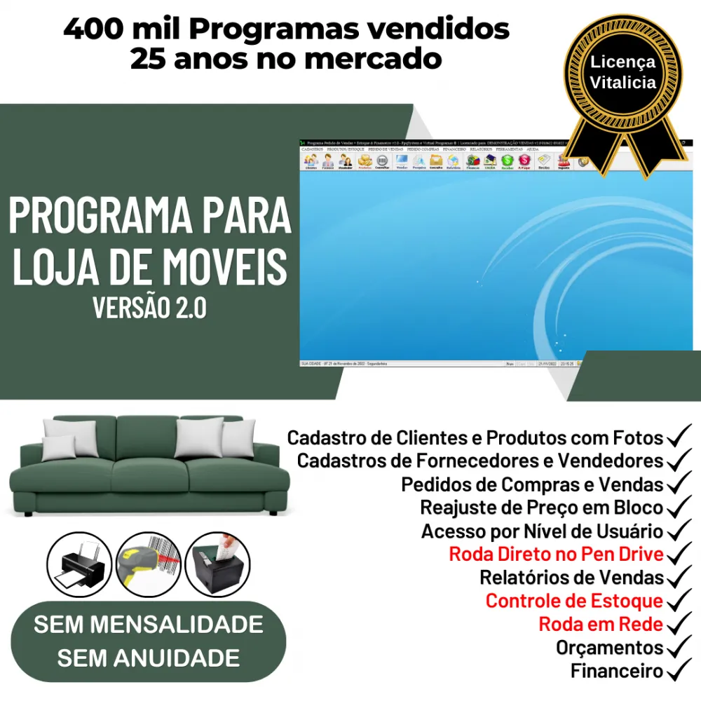 Programa Loja De Moveis Com Venda + Estoque Financeiro V2.0