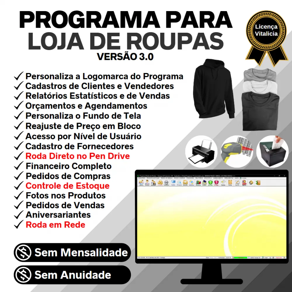 Programa Para Loja De Roupas Com Estoque E Financeiro V3.0