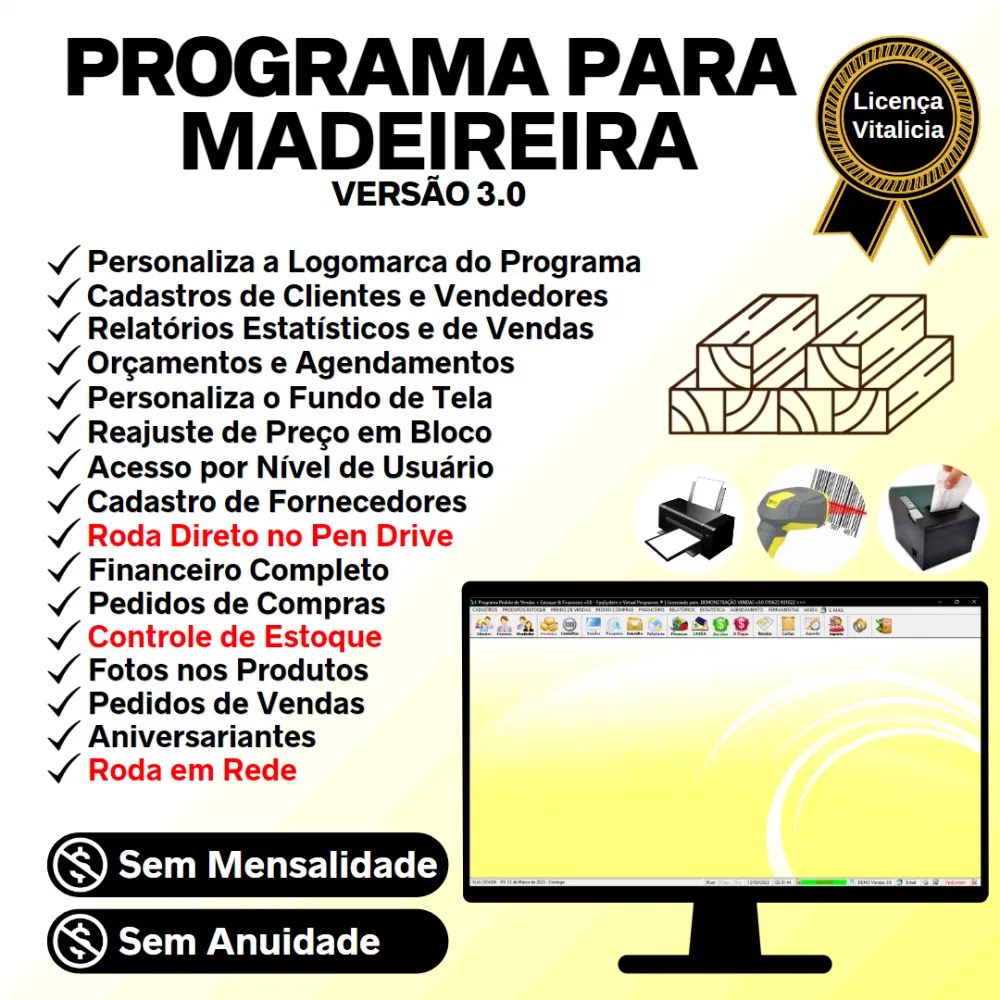 Programa Para Madeireira Com Vendas E Financeiro V3.0 Plus Imagem