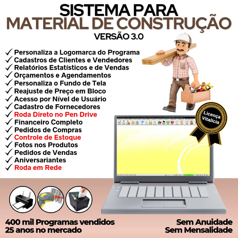 Sistema Material Construção Cliente Estoque Financeiro V3.0 Imagem