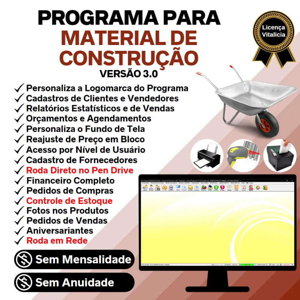 Programa Material Construção Cliente Estoque Financeiro V3.0