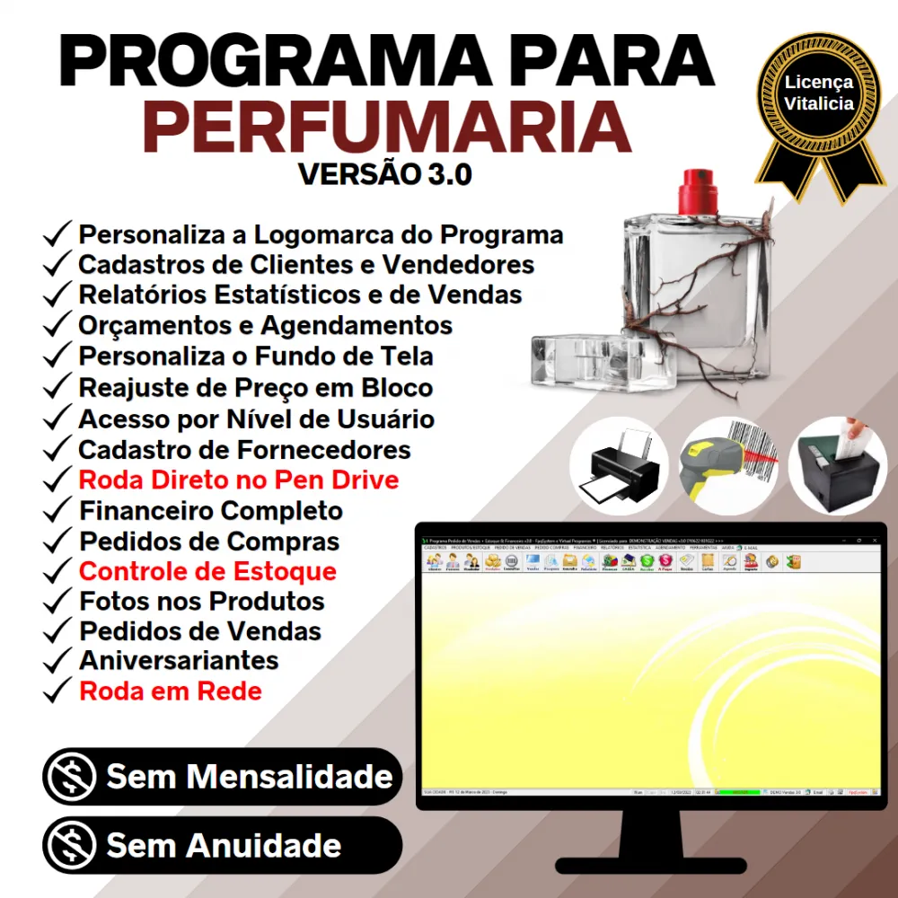 Programa Para Perfumaria Com Estoque E Financeiro V3.0 Plus
