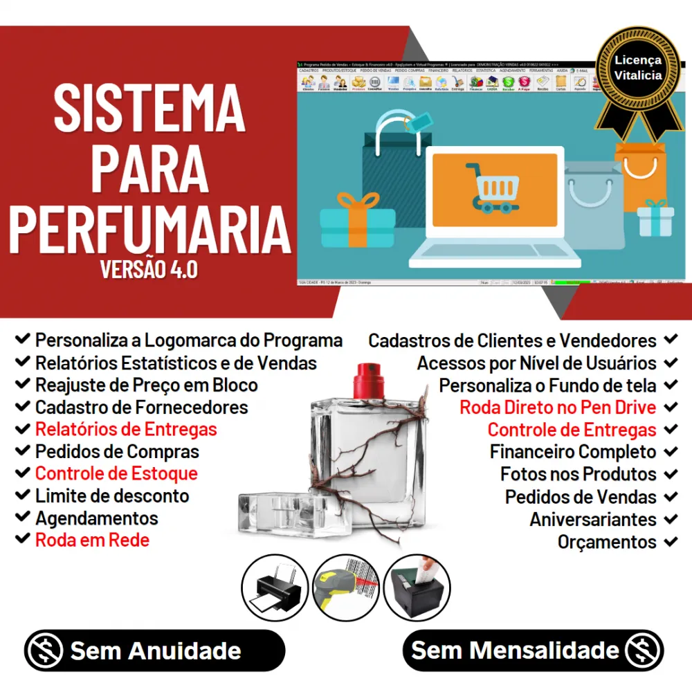 Sistema Para Perfumaria + Vendas + Estoque Financeiro V4.0