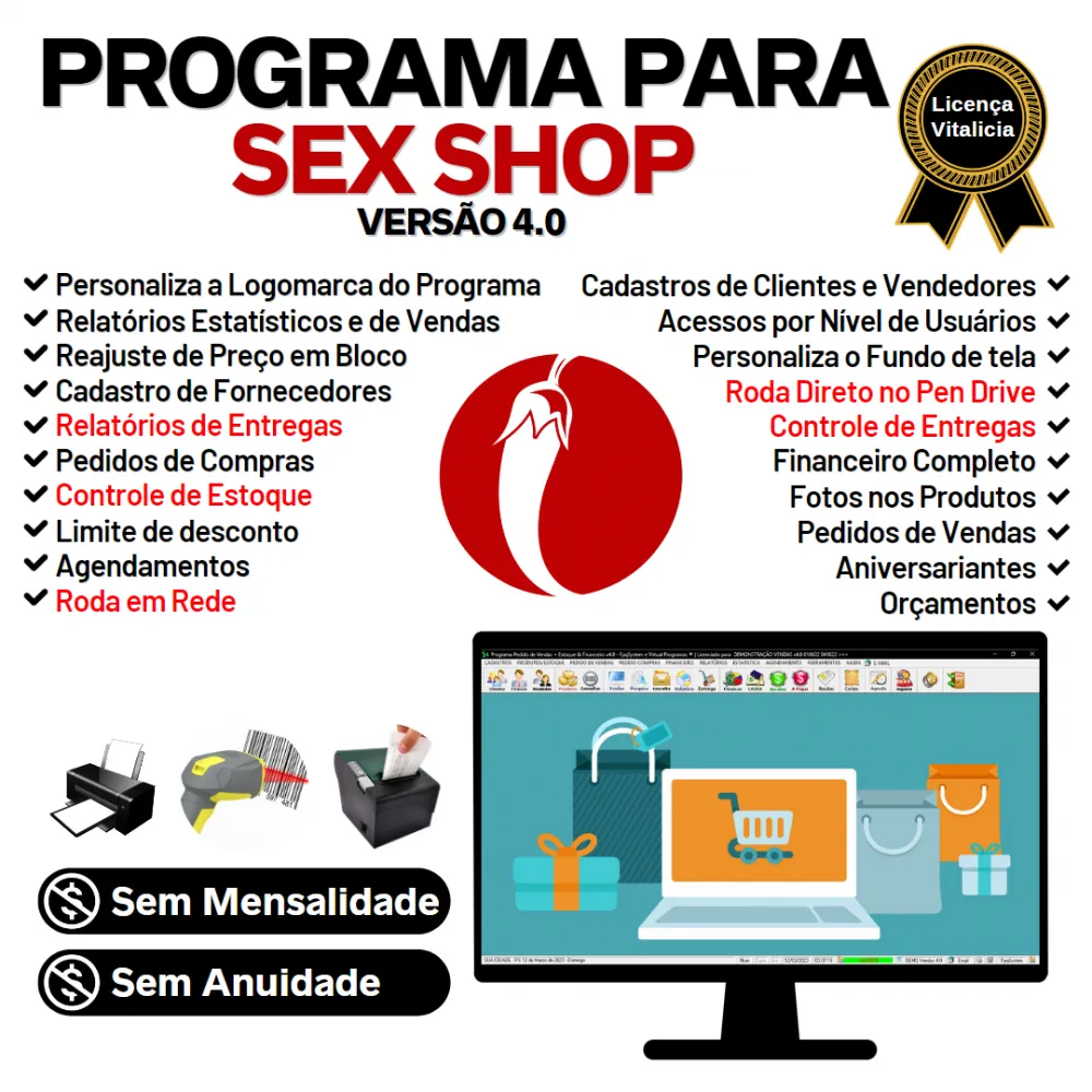 Programa Para Loja Sex Shop + Vendas Estoque Financeiro V4.0