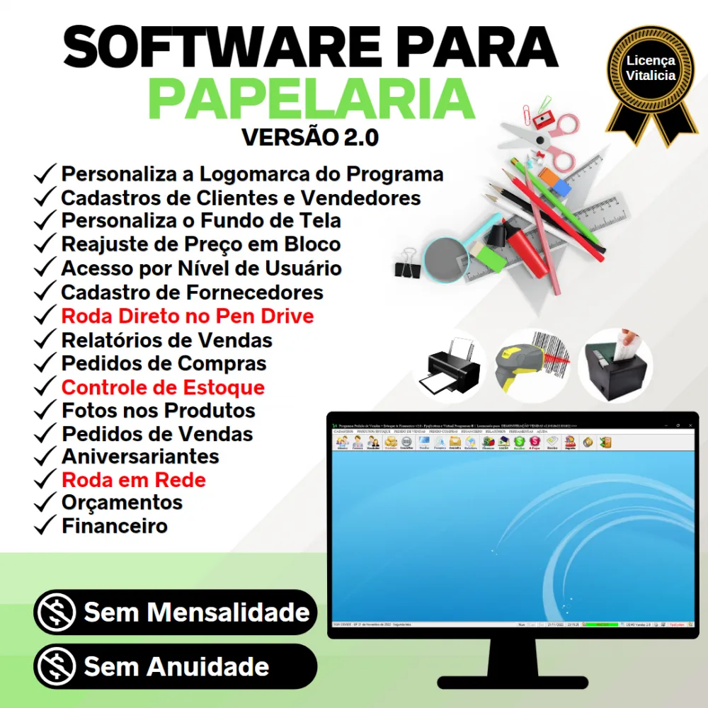 Software Papelaria Presentes Estoque + Vendas Financeiro 2.0 Imagem