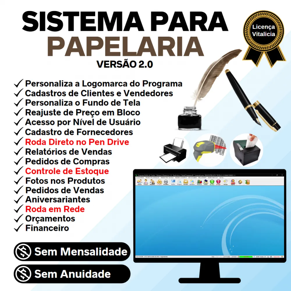 Sistema Papelaria Presentes Estoque + Vendas Financeiro 2.0 Imagem