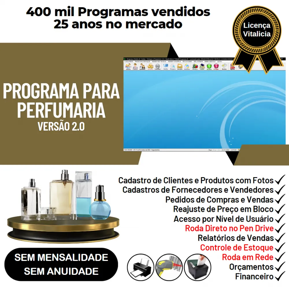 Programa Para Perfumaria + Estoque + Vendas Financeiro V2.0 Imagem