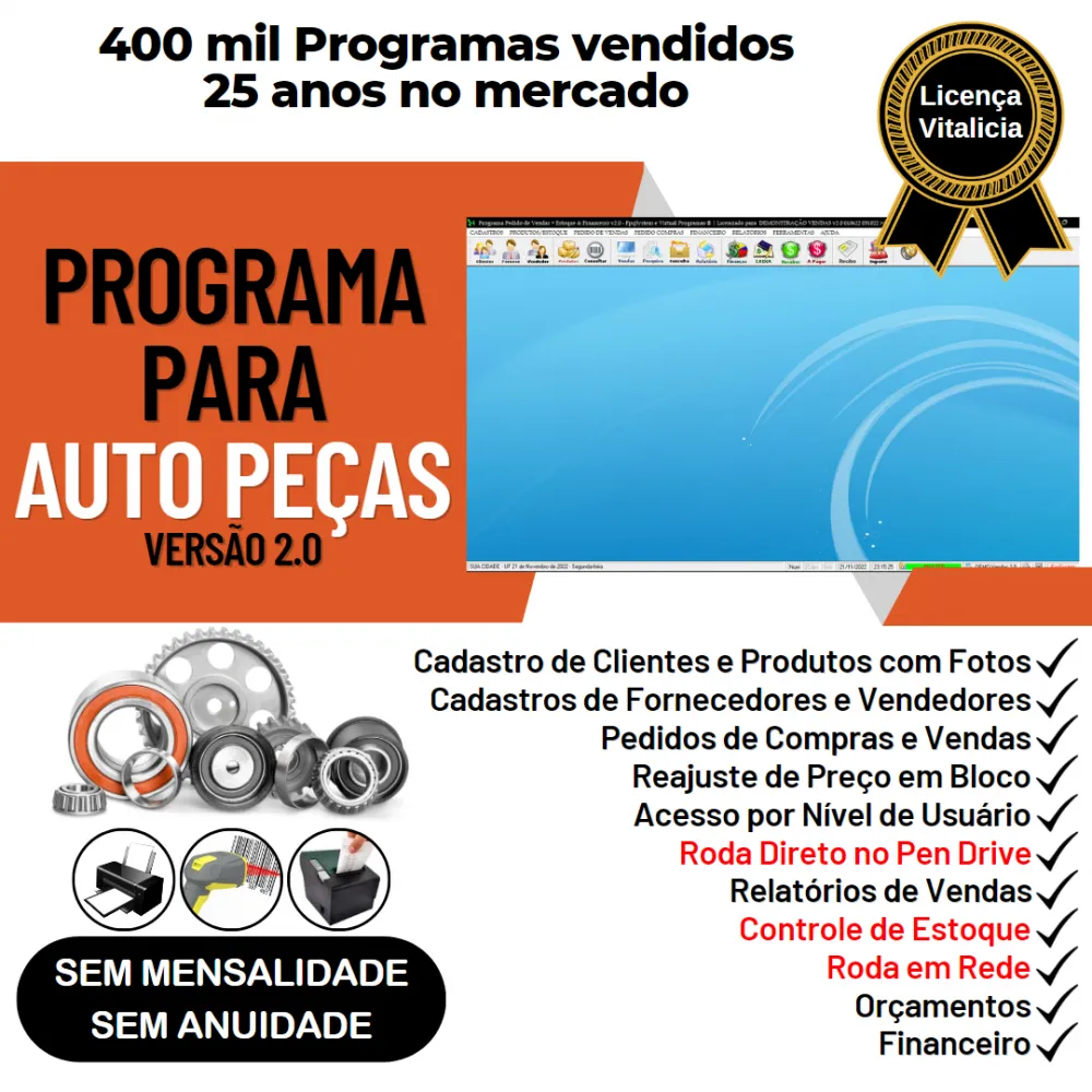Programa Para Auto Peças Com Estoque + Vendas Financeiro 2.0