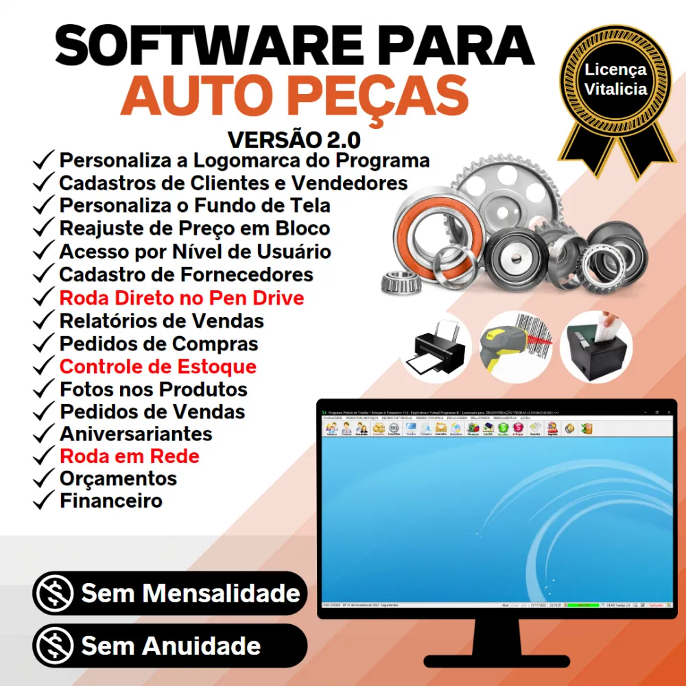 Software Para Auto Peças Com Estoque + Vendas Financeiro 2.0