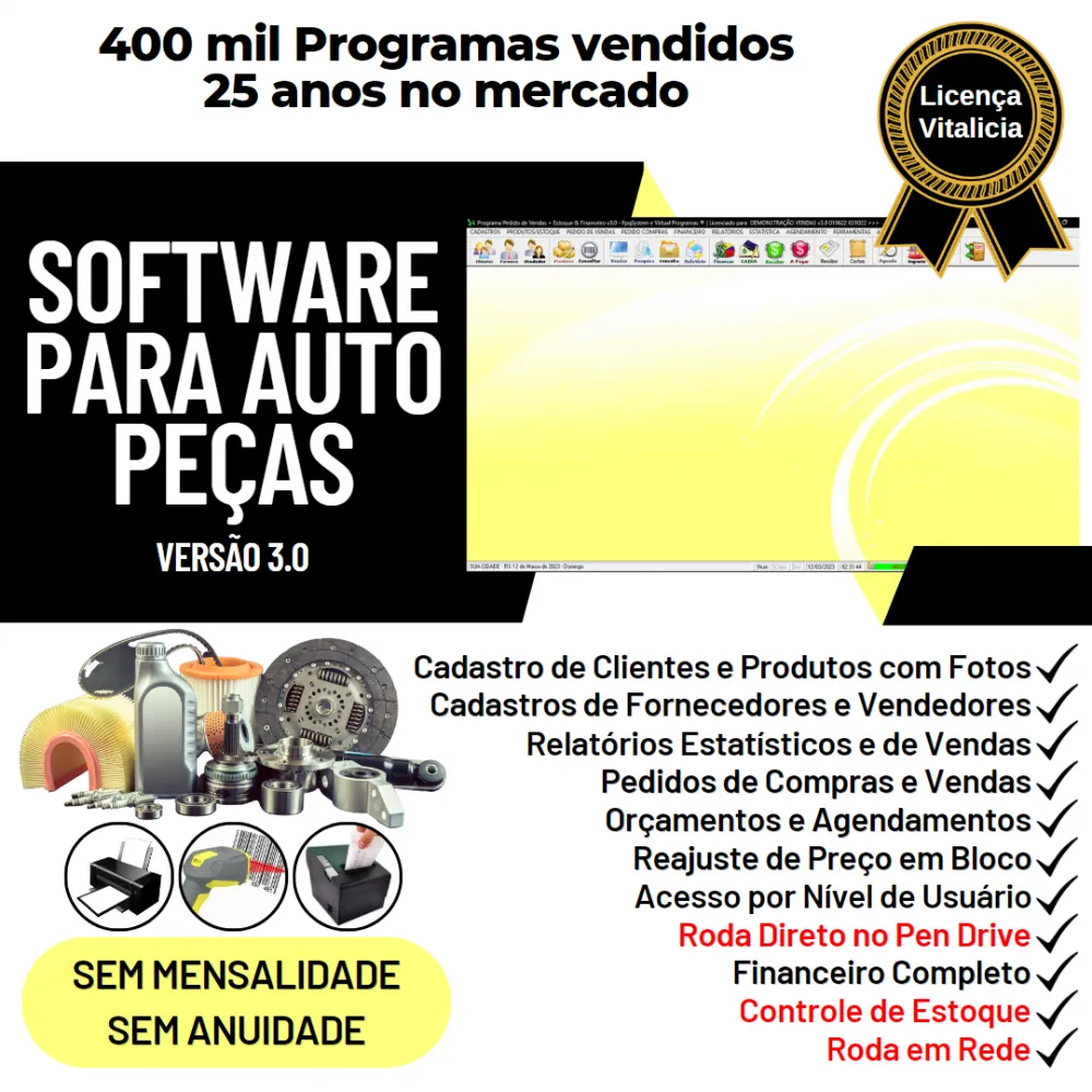 Software Para Auto Peças Com Estoque E Financeiro V3.0 Plus
