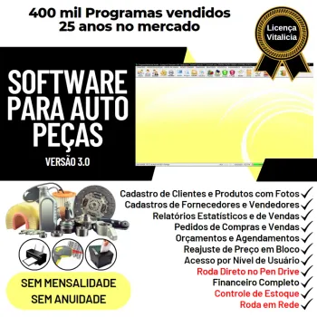 Software Para Auto Peças Com Estoque E Financeiro V3.0 Plus