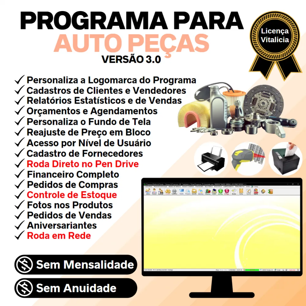 Programa Para Auto Peças Com Estoque E Financeiro V3.0 Plus