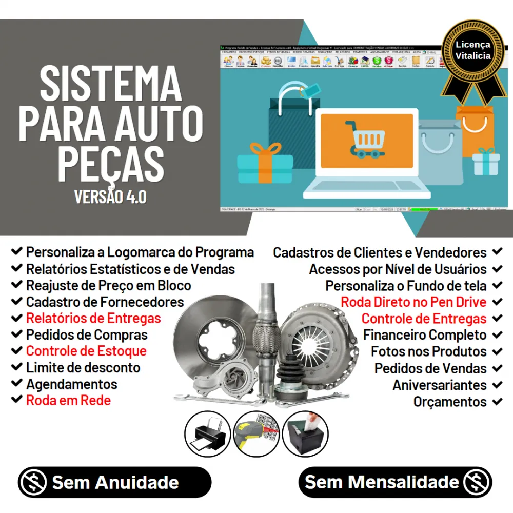 Sistema Para Auto Peças Com Vendas + Estoque Financeiro 4.0