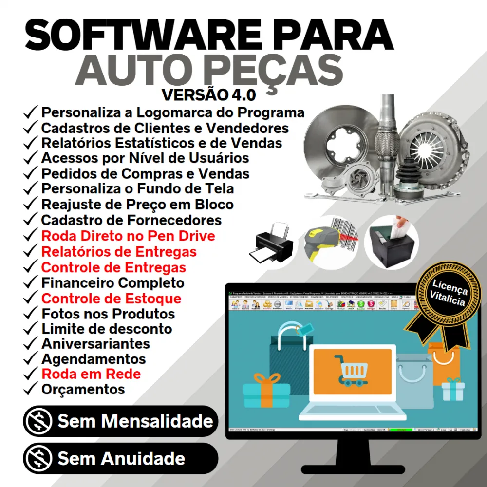 Software Para Auto Peças Com Vendas + Estoque Financeiro 4.0