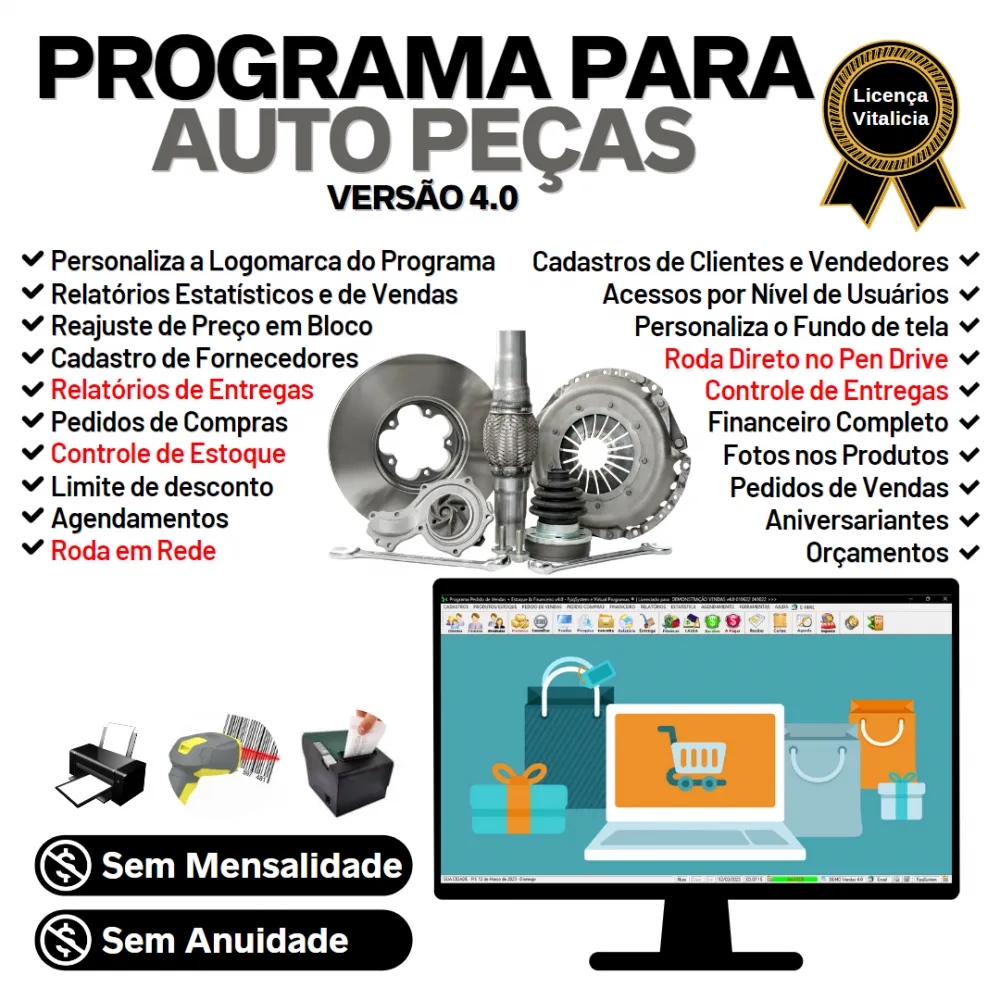 Programa Para Auto Peças Com Vendas + Estoque Financeiro 4.0