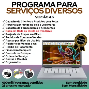 Programa Ordem de Serviços Diversos com Vendas + Financeiro v4.6
