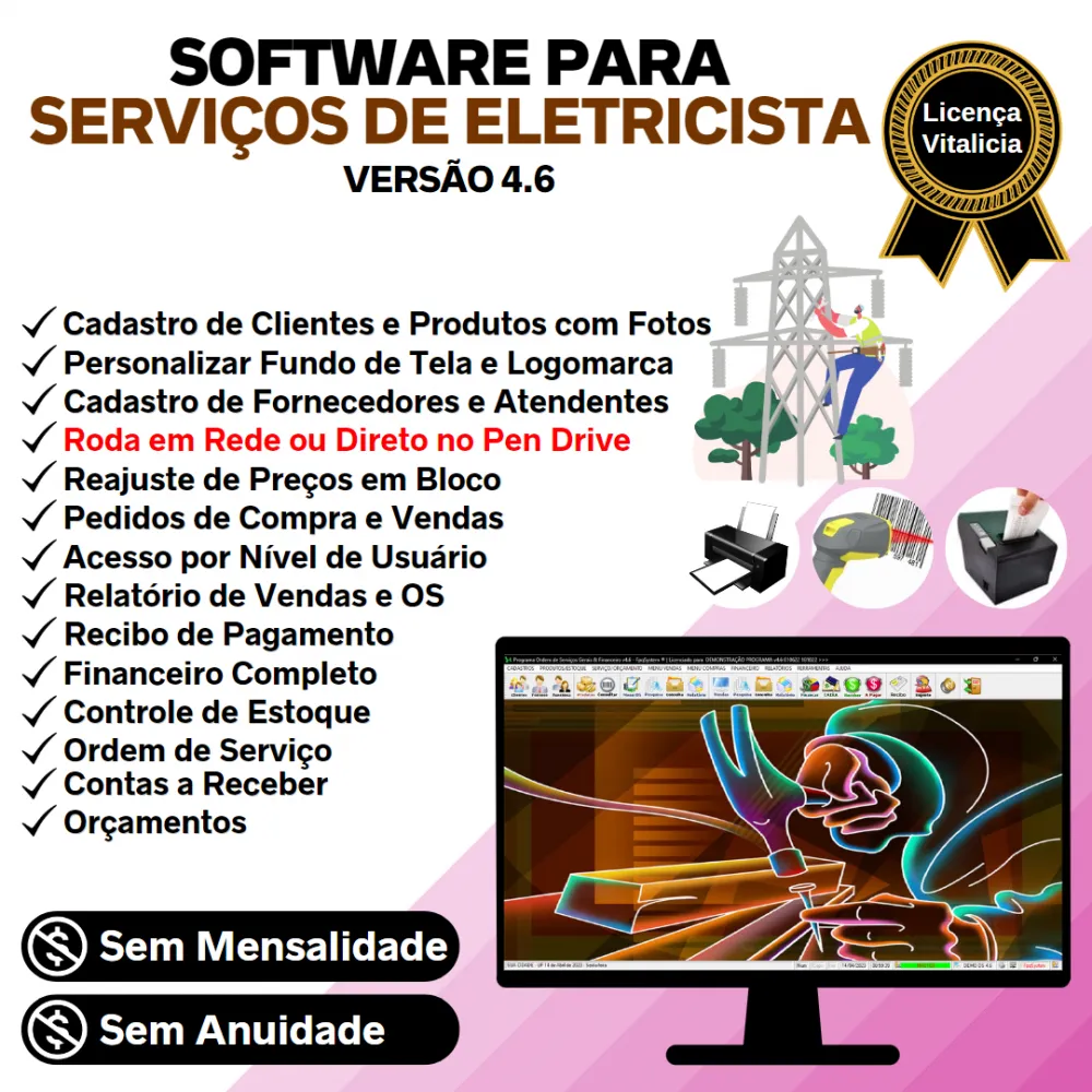 Software Ordem De Serviços Para Eletricista + Financeiro 4.6