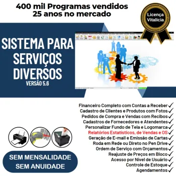 Sistema Ordem de Serviços Diversos com Vendas, Financeiro e Estatística v5.6 Plus