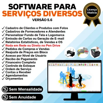 Software Ordem de Serviços Diversos com Vendas, Financeiro e Estatística v5.6 Plus