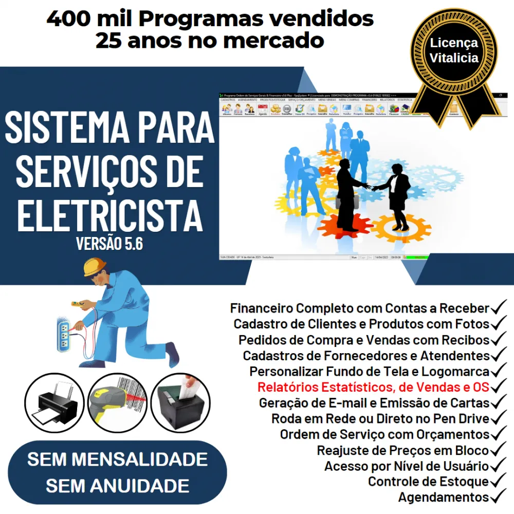 Sistema Ordem De Serviço Para Eletricista + Financeiro V5.6 Imagem