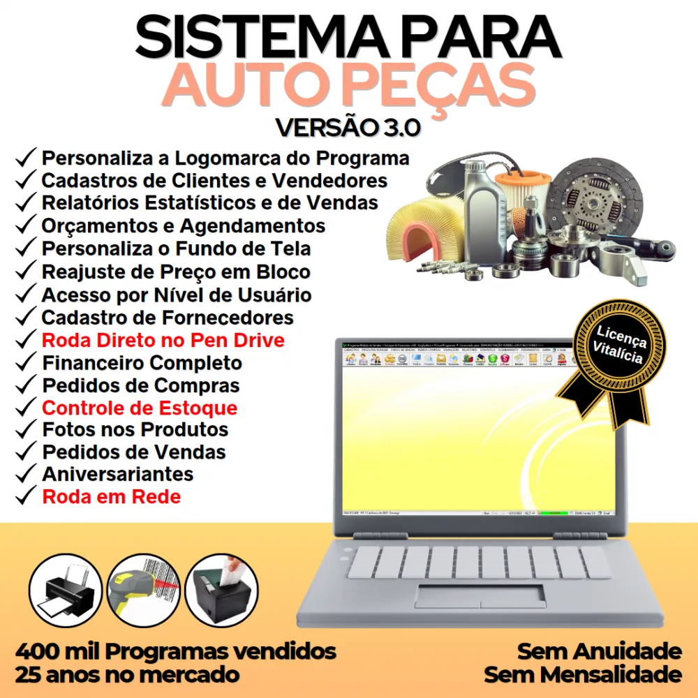 Sistema Para Auto Peças Com Estoque E Financeiro V3.0 Plus