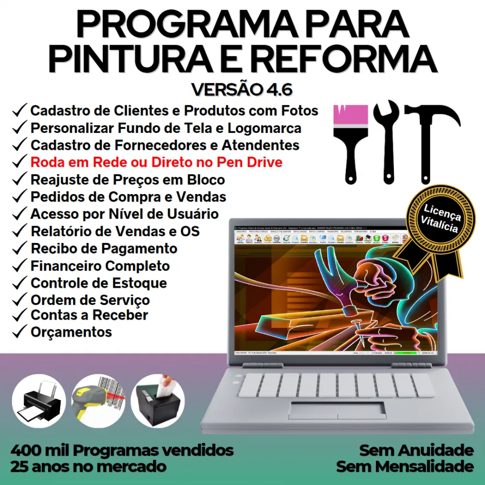 Programa para Serviços De Pintura E Reforma Com Financeiro 4.6