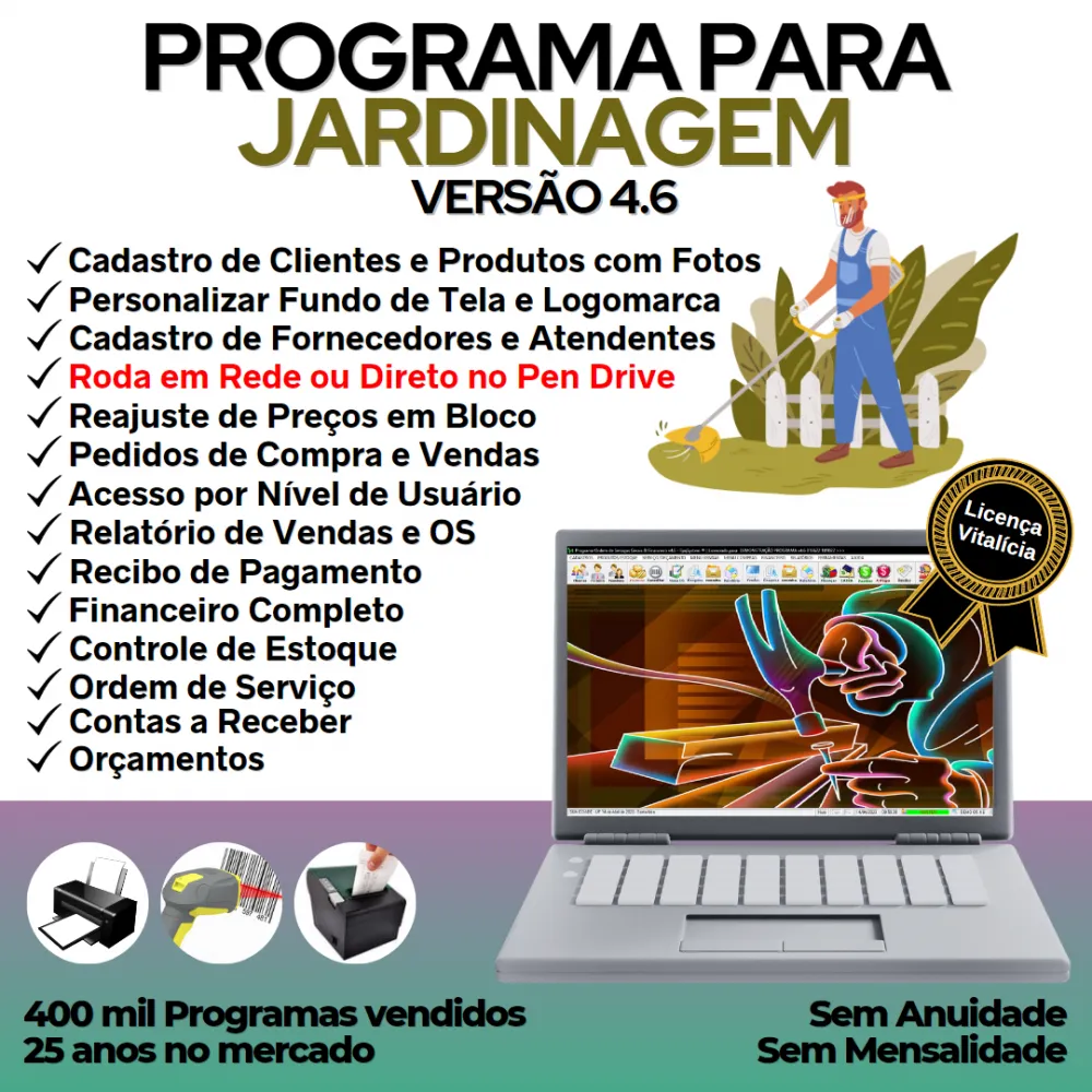 Programa Ordem De Serviço Para Jardinagem + Financeiro V4.6