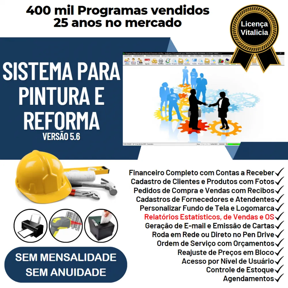 Sistema Para Serviços De Pintura E Reforma + Financeiro 5.6