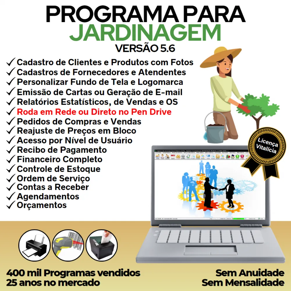 Programa Ordem De Serviço Para Jardinagem + Financeiro V5.6