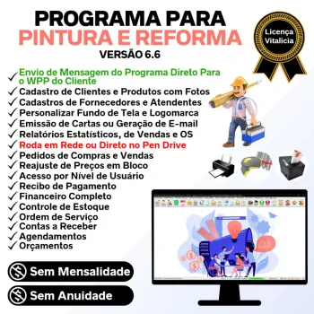 Programa Para Serviços De Pintura E Reforma com Vendas, Financeiro e Estatística v6.6 Plus + WhatsApp