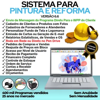 Sistema Para Serviços De Pintura E Reforma com Vendas, Financeiro e Estatística v6.6 Plus + WhatsApp