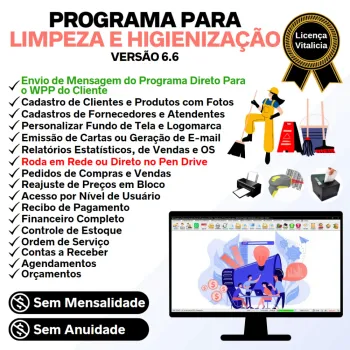 Programa para Serviços De Limpeza E Higienização com Vendas, Financeiro e Estatística v6.6 Plus + WhatsApp