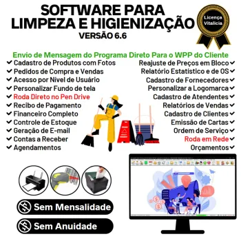 Software para Serviços De Limpeza E Higienização com Vendas, Financeiro e Estatística v6.6 Plus + WhatsApp