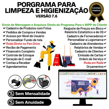 Programa para Serviços De Limpeza E Higienização com Vendas, Financeiro e Estatísticas v7.6 Plus + WhatsApp via OS