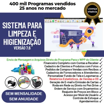 Sistema para Serviços De Limpeza E Higienização com Vendas, Financeiro e Estatísticas v7.6 Plus + WhatsApp via OS